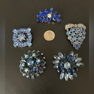 Sapphire Blue Crystal Brooch Collection
